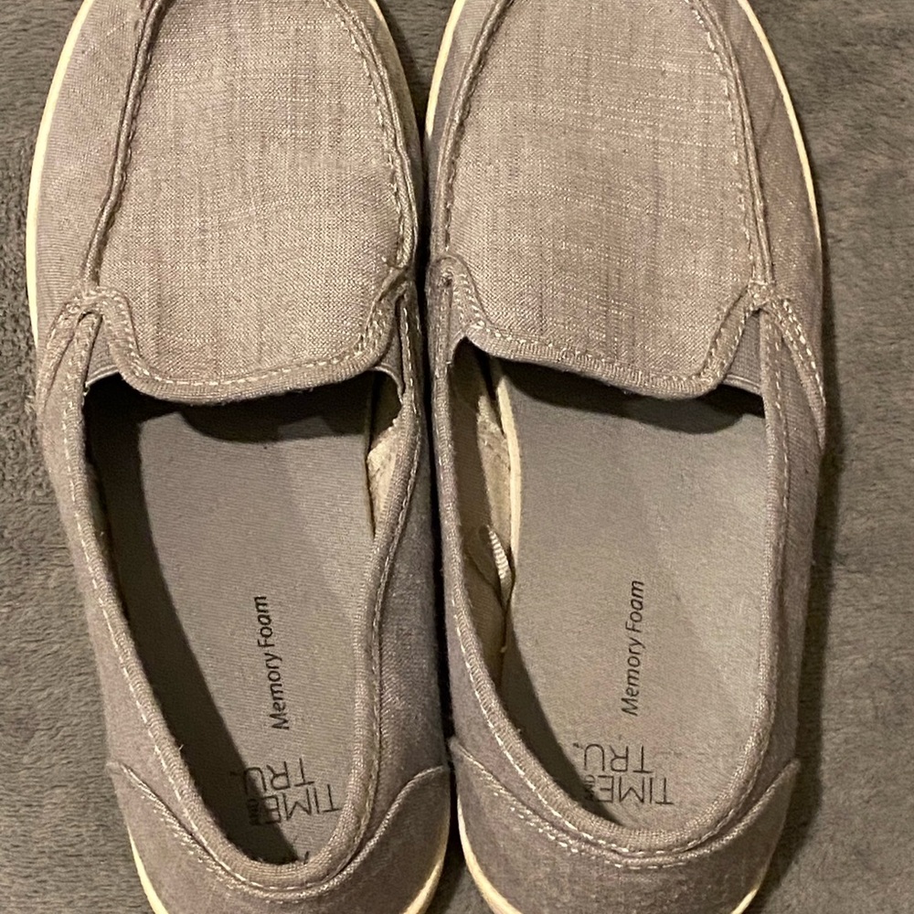 Time and Tru Gray Slip-On Loafers Comfortable Everyday Wear